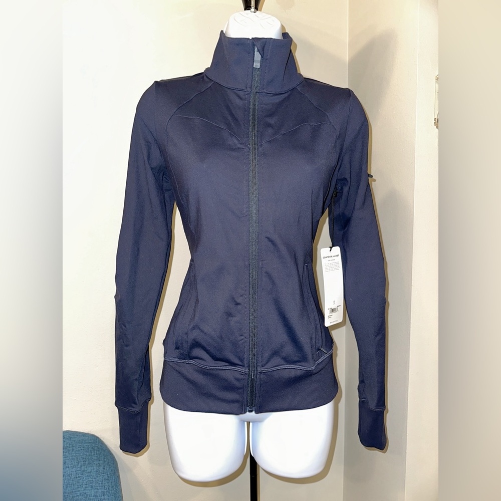 ALO Contour Jacket / Zip Up Active Jacket Dark Navy Blue